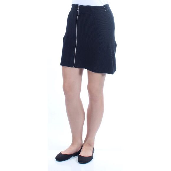 NWT RACHEL RACHEL ROY Womens Black Zippered Above The Knee A-Line Skirt M - Picture 2 of 4